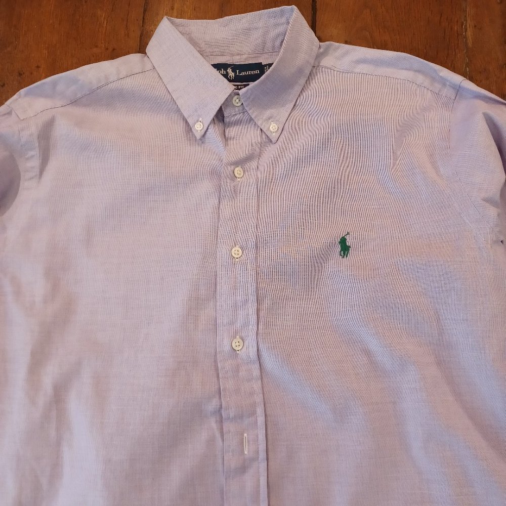Ralph Lauren Summer-Weight light purple cotton shirt.  Size L